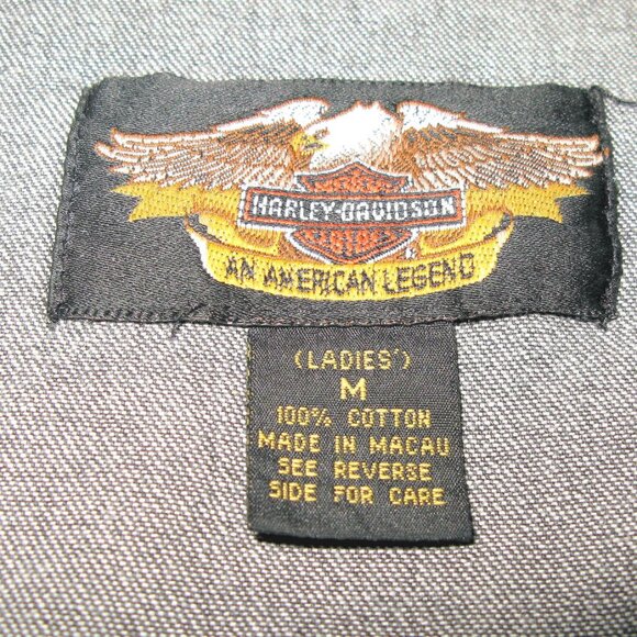TWO SHIRTS HARLEY-DAVIDSON COTTON DENIM LONG-SLEEVED SHIRTS LADIES M - Picture 9 of 9